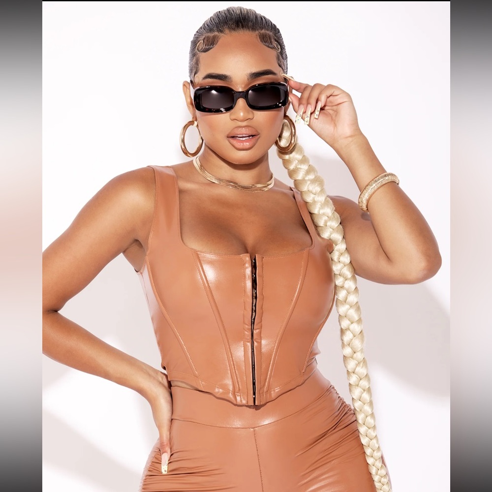 Camel Colored PU Leather 2-Piece Set